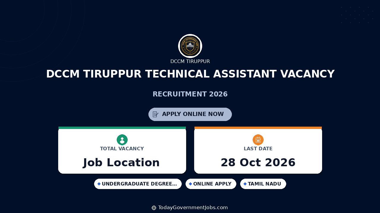 DCCM Tiruppur Technical Assistant Vacancy 2026