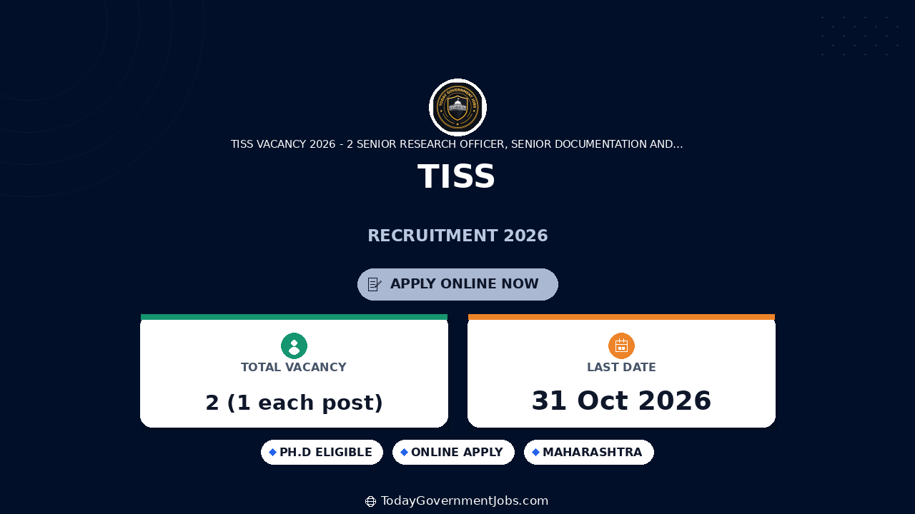 TISS Recruitment 2026: Apply for Officer Posts