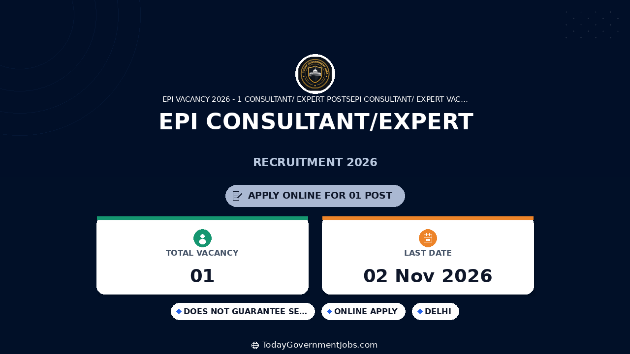 EPI Consultant/Expert Recruitment 2026