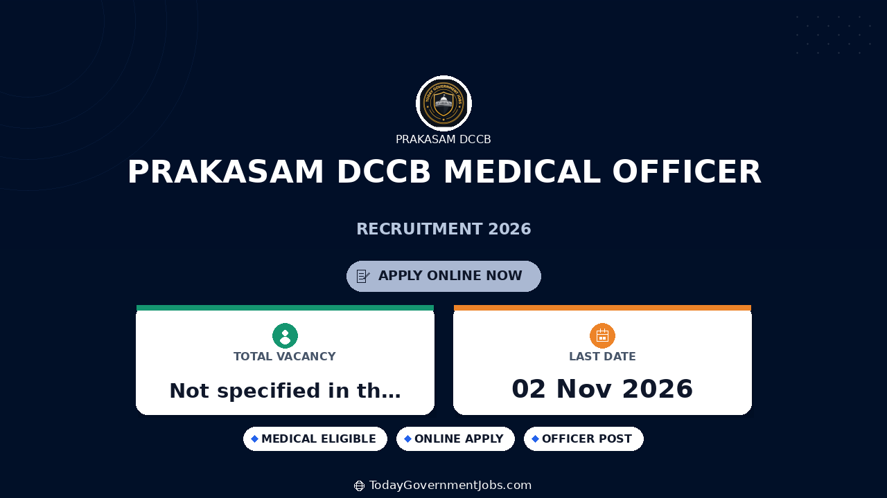 Prakasam DCCB Medical Officer Recruitment 2026