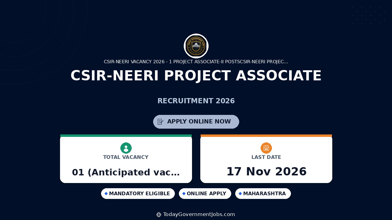 CSIR-NEERI Project Associate-II Vacancy 2026