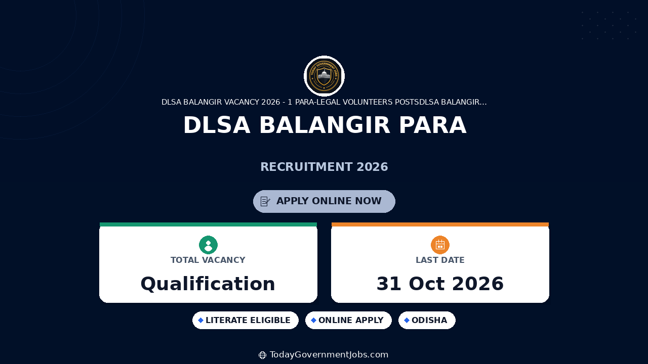 DLSA Balangir Para-Legal Volunteers Recruitment 2026