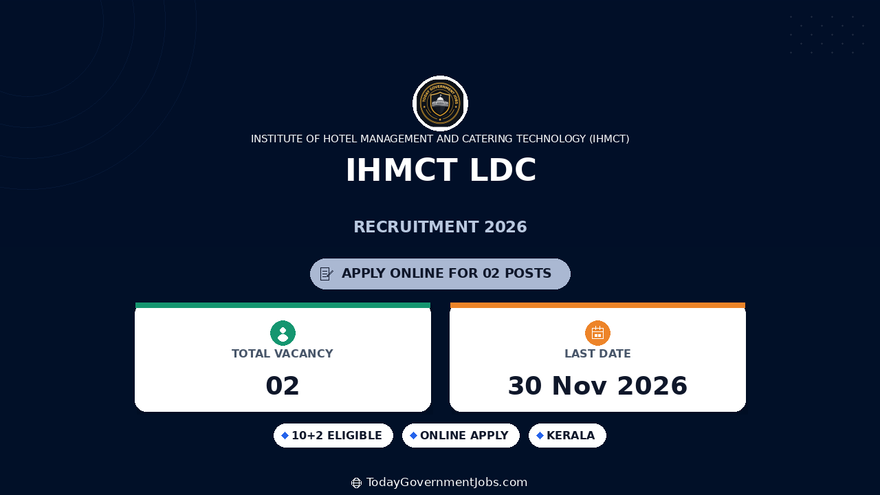 IHMCT LDC Recruitment 2026: 2 Vacancies