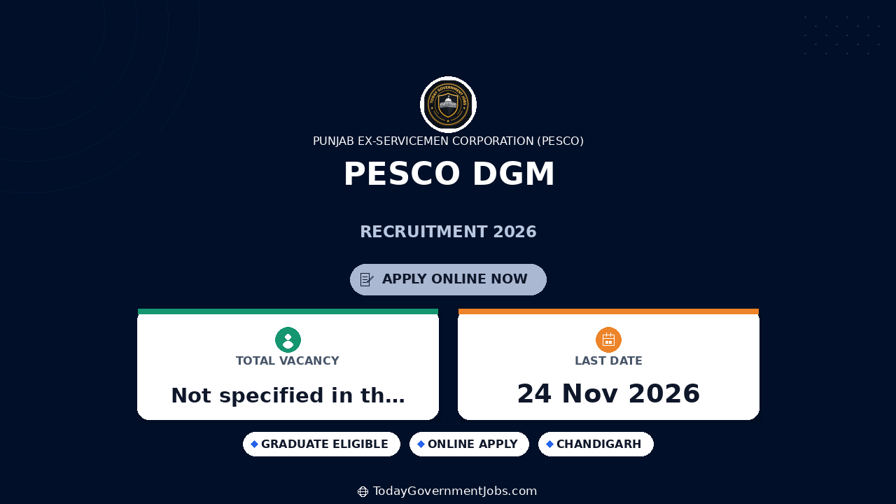PESCO DGM Recruitment 2026: Apply by 24 Nov