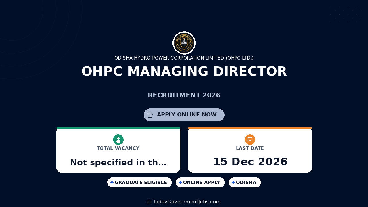OHPC Managing Director Recruitment 2026