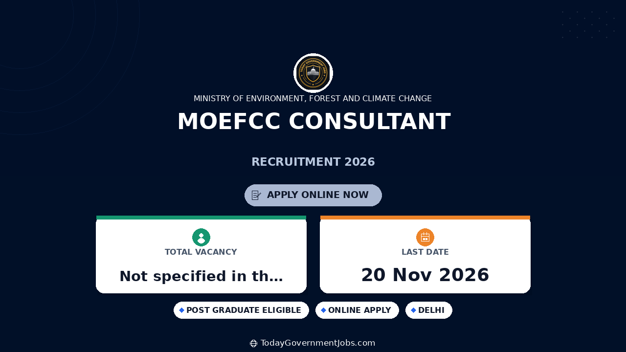 MoEFCC Consultant Recruitment 2026: Apply Offline