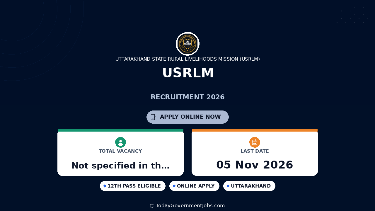 USRLM Recruitment 2026: 3 Posts, Apply Offline