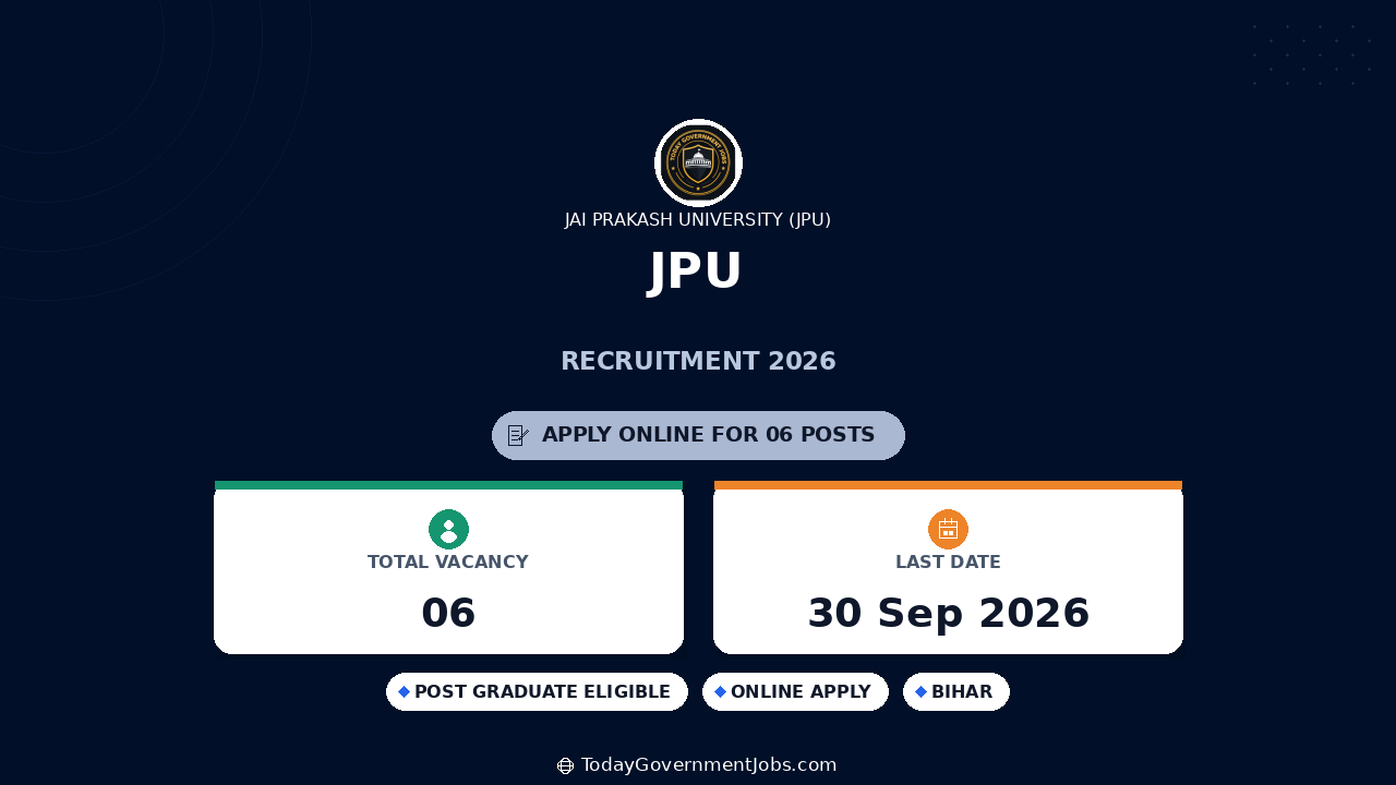 JPU Recruitment 2026: Guest/Part-Time Faculty Vacancies