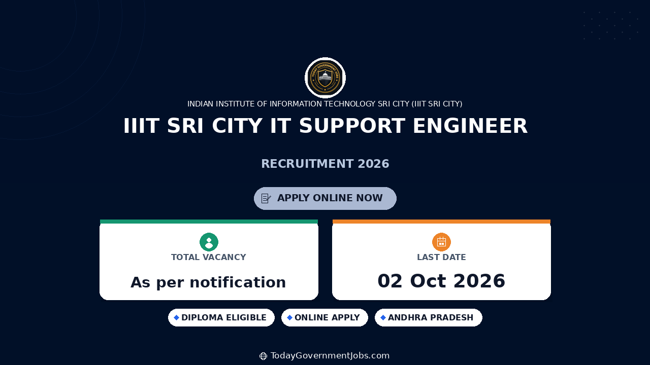 IIIT Sri City IT Support Engineer Recruitment 2026
