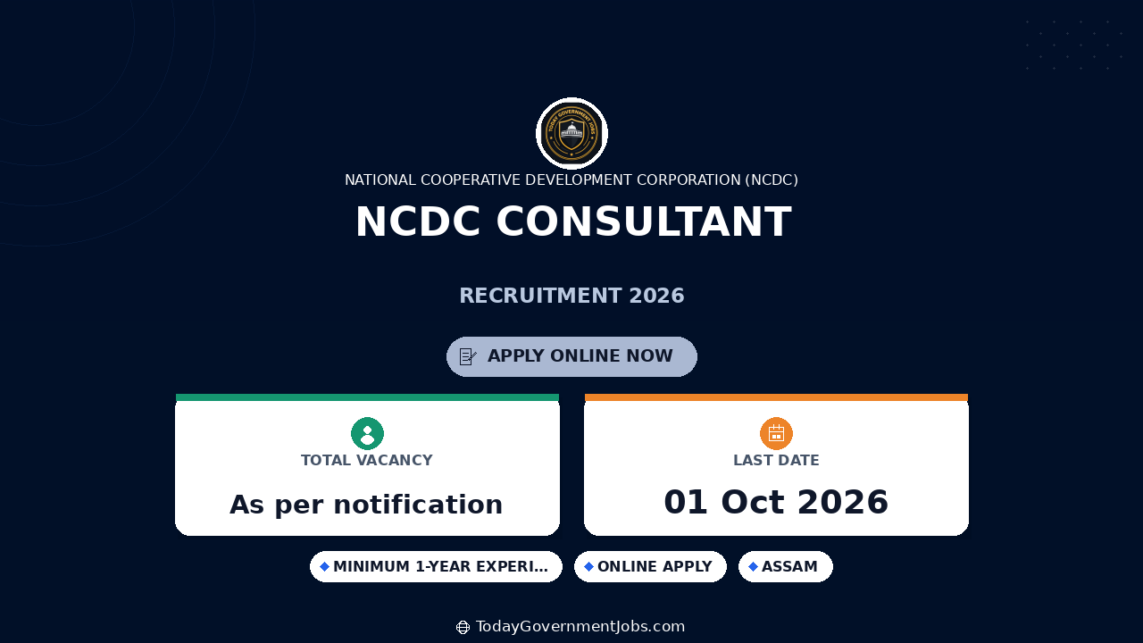 NCDC Consultant Recruitment 2026: Apply Offline