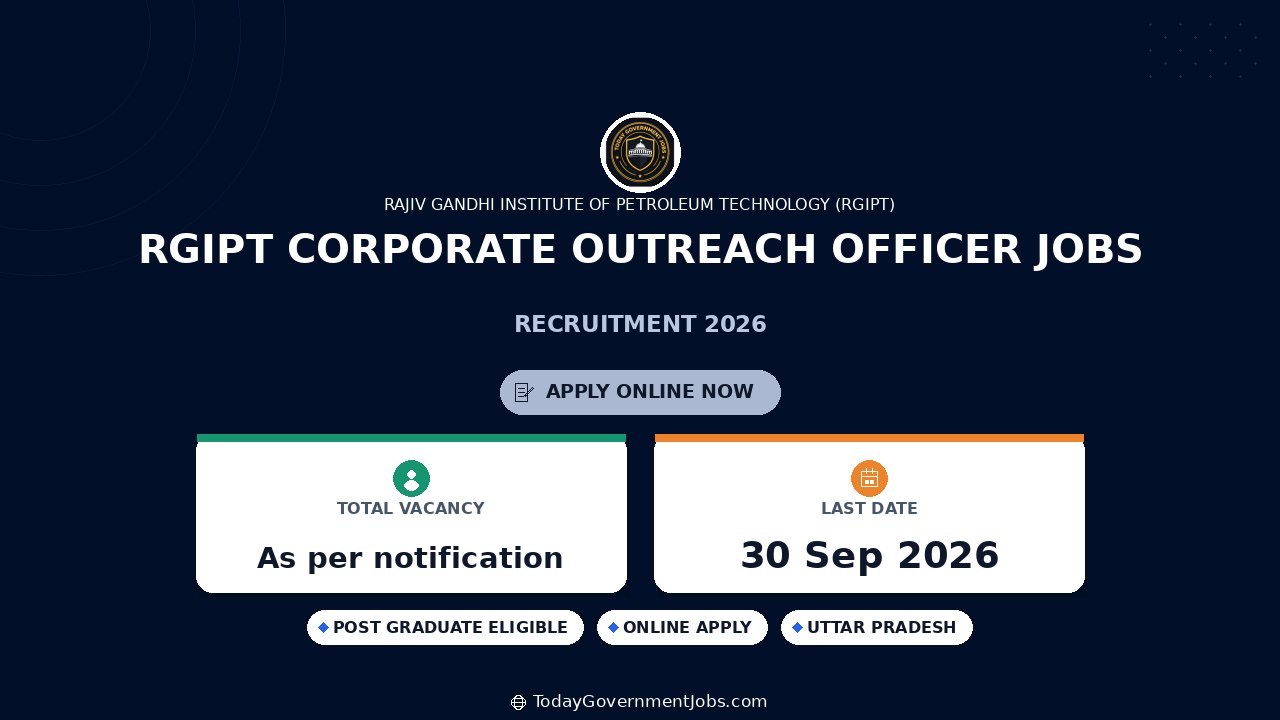 RGIPT Corporate Outreach Officer Jobs 2026 - Apply