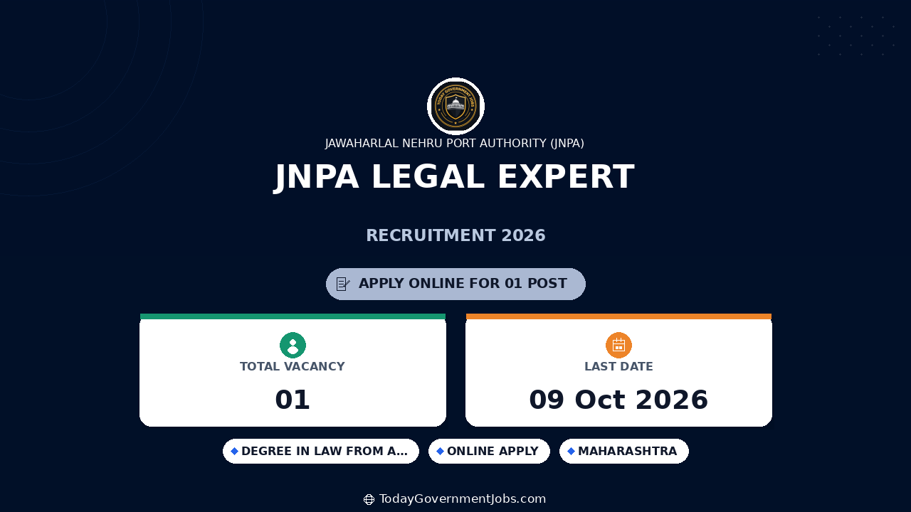 JNPA Legal Expert Recruitment 2026: Apply Offline