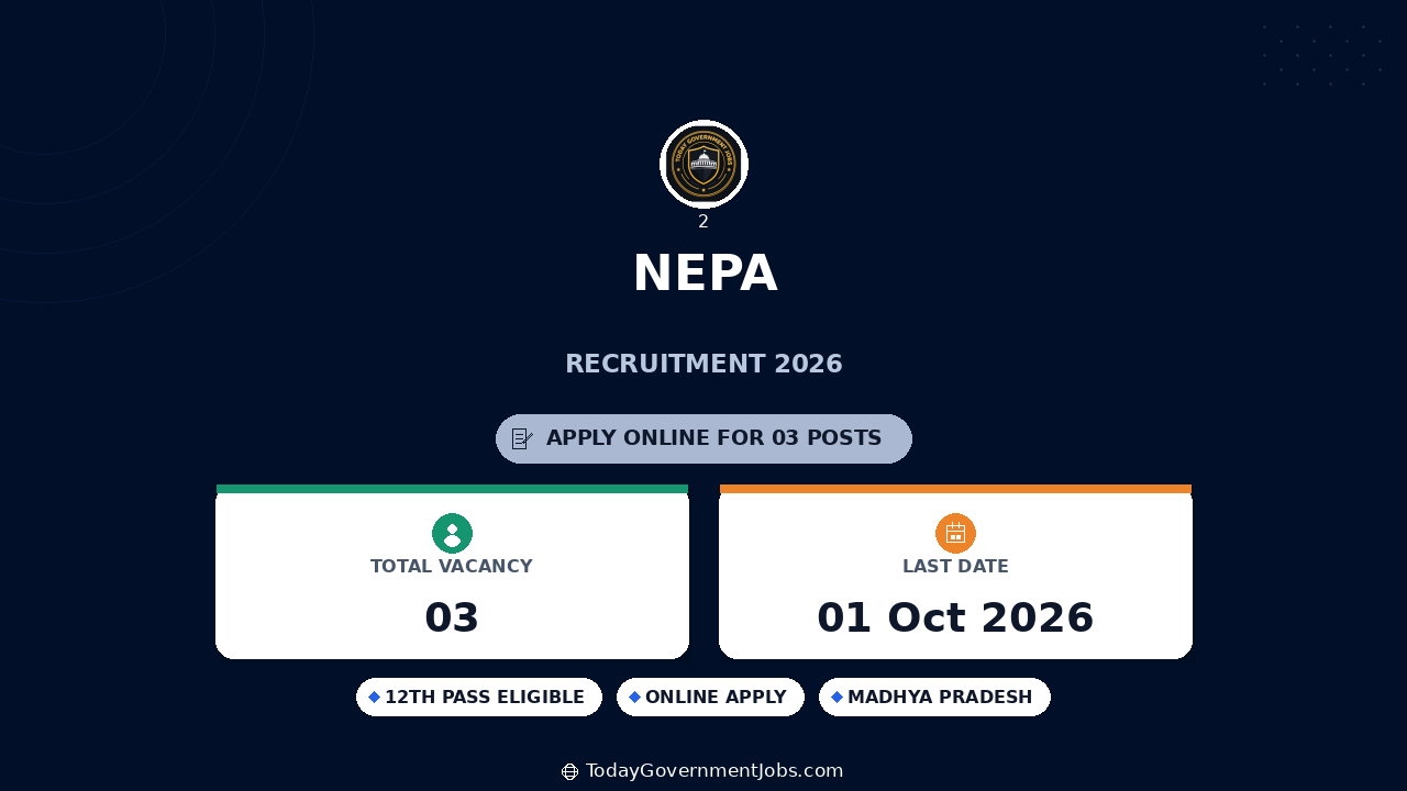 NEPA Recruitment 2026: Apply for Trainee Posts