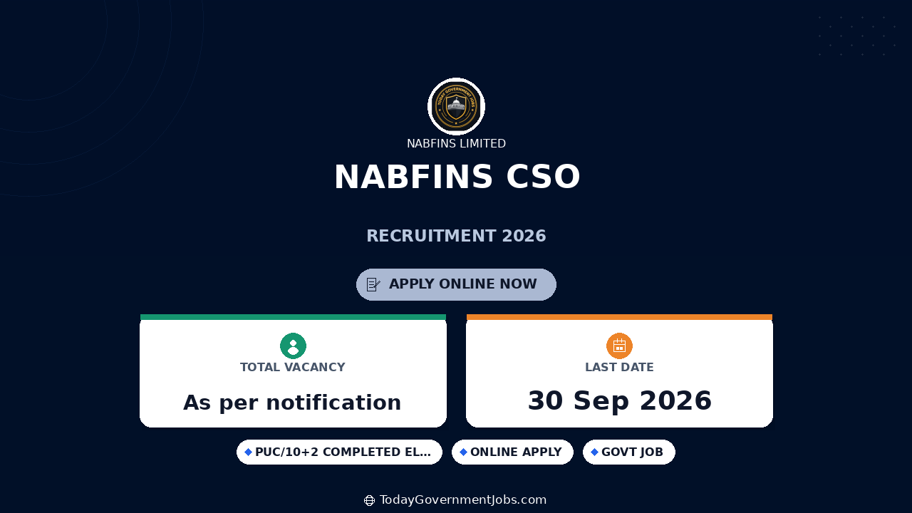 NABFINS CSO Recruitment 2026: Apply for 0 Vacancies