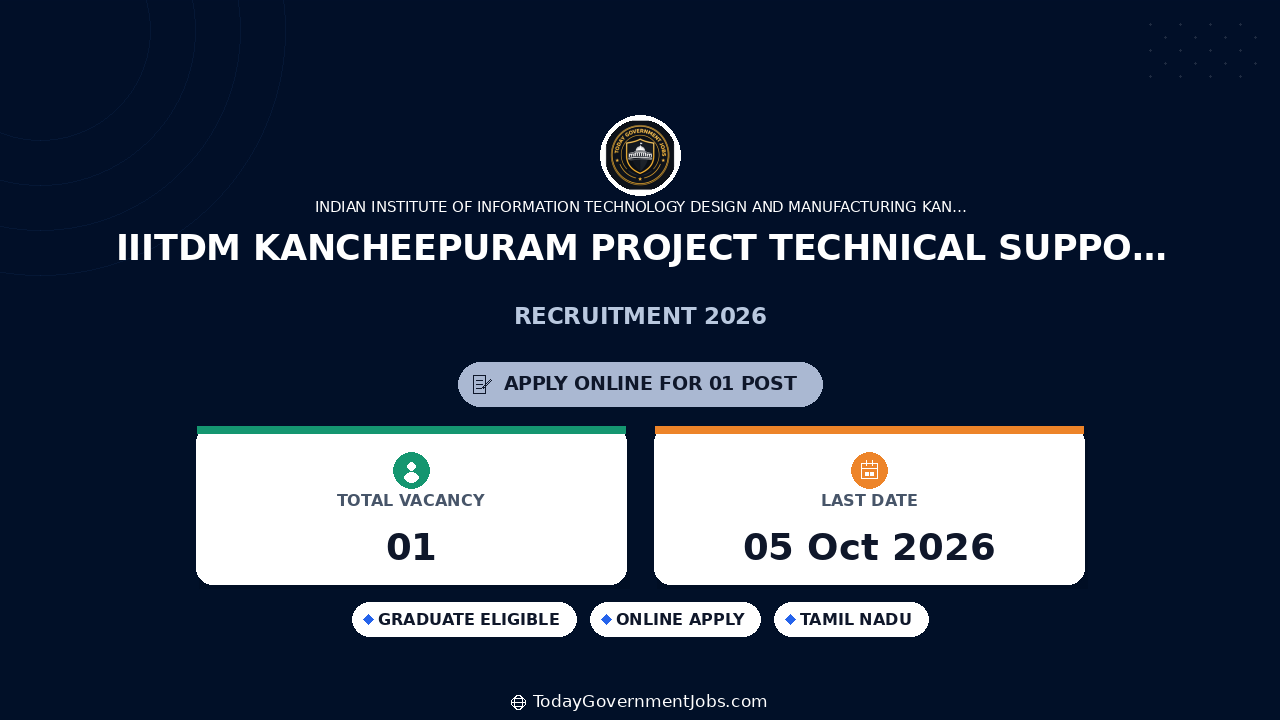 IIITDM Kancheepuram Project Technical Support III Vacancy 2026