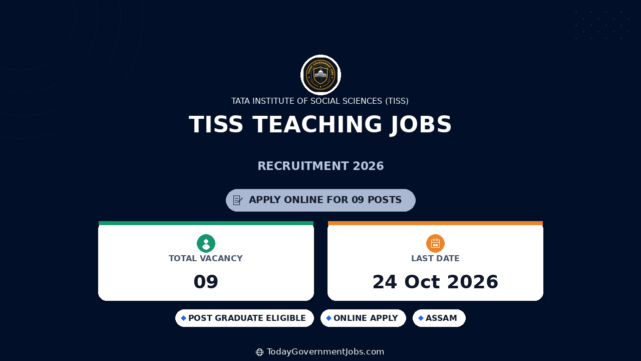 TISS Teaching Jobs 2026: Apply for Professor, Assoc Prof