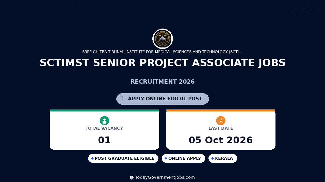 SCTIMST Senior Project Associate Jobs 2026