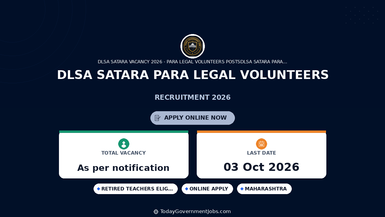 DLSA Satara Para Legal Volunteers Recruitment 2026
