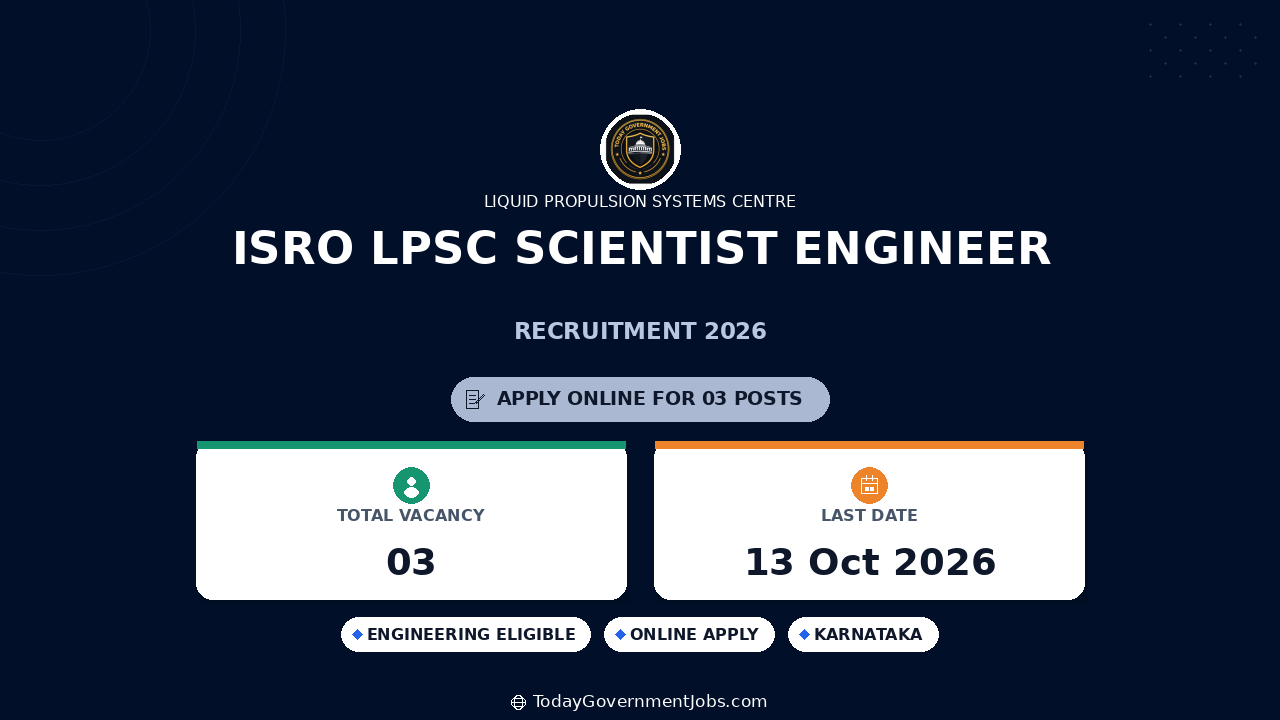 ISRO LPSC Scientist Engineer Recruitment 2026
