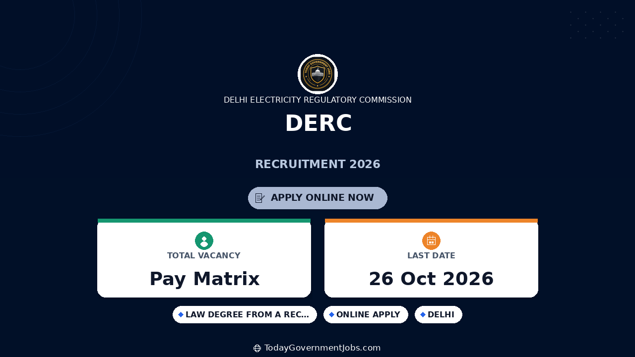 DERC Recruitment 2026: Apply for Law Posts