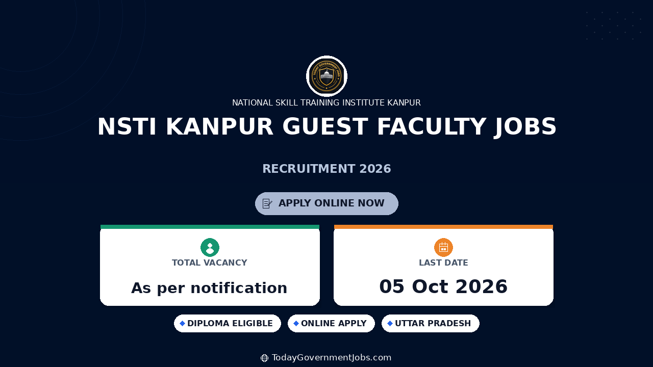 NSTI Kanpur Guest Faculty Jobs 2026: Apply Offline