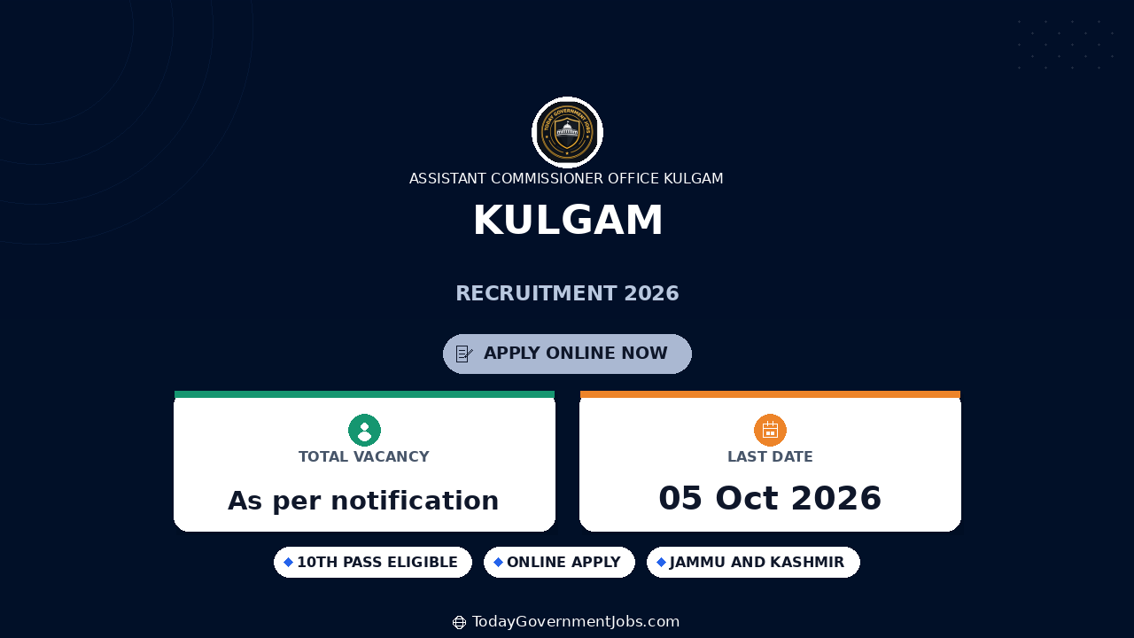 Kulgam Recruitment 2026: Driver, Swachhta Sathi Jobs
