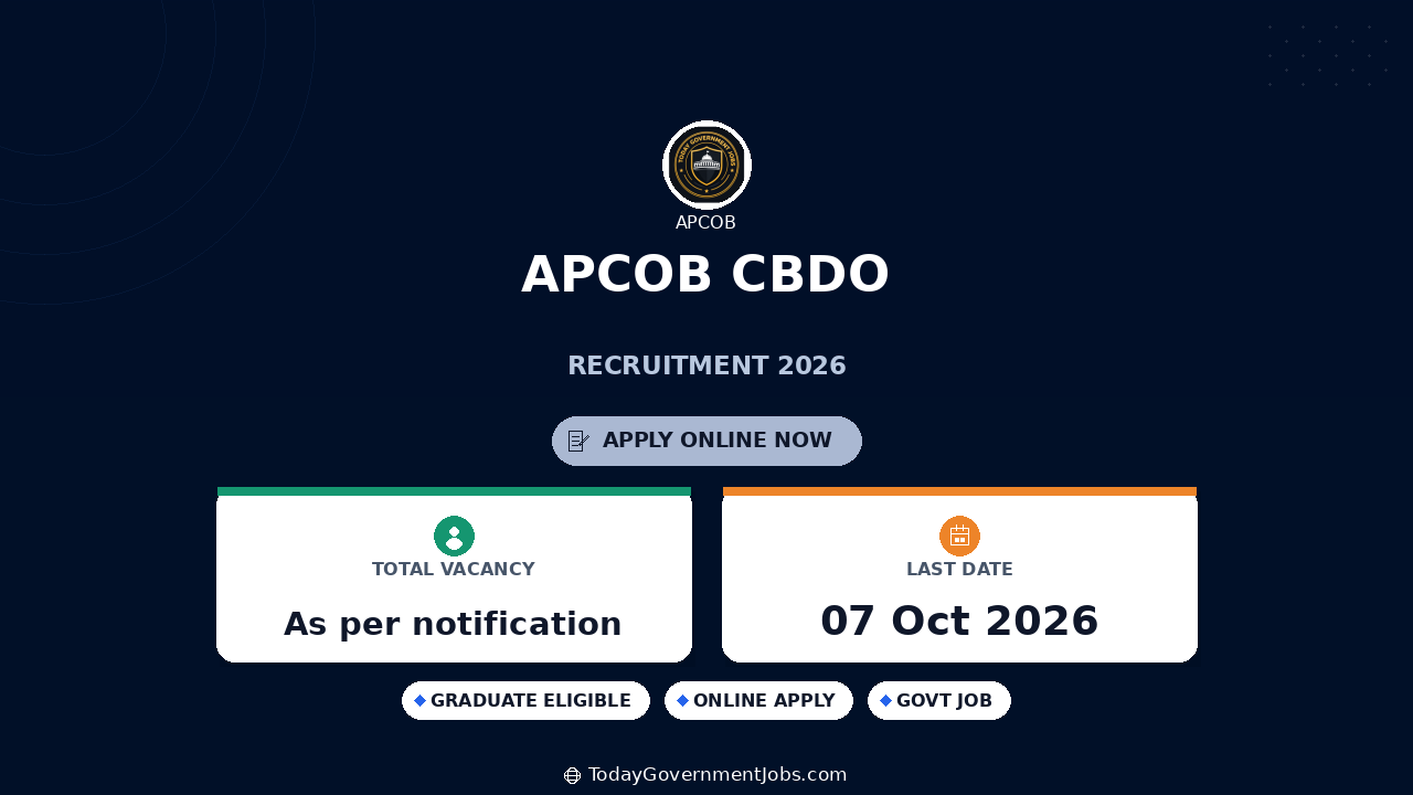 APCOB CBDO Recruitment 2026: Apply Offline