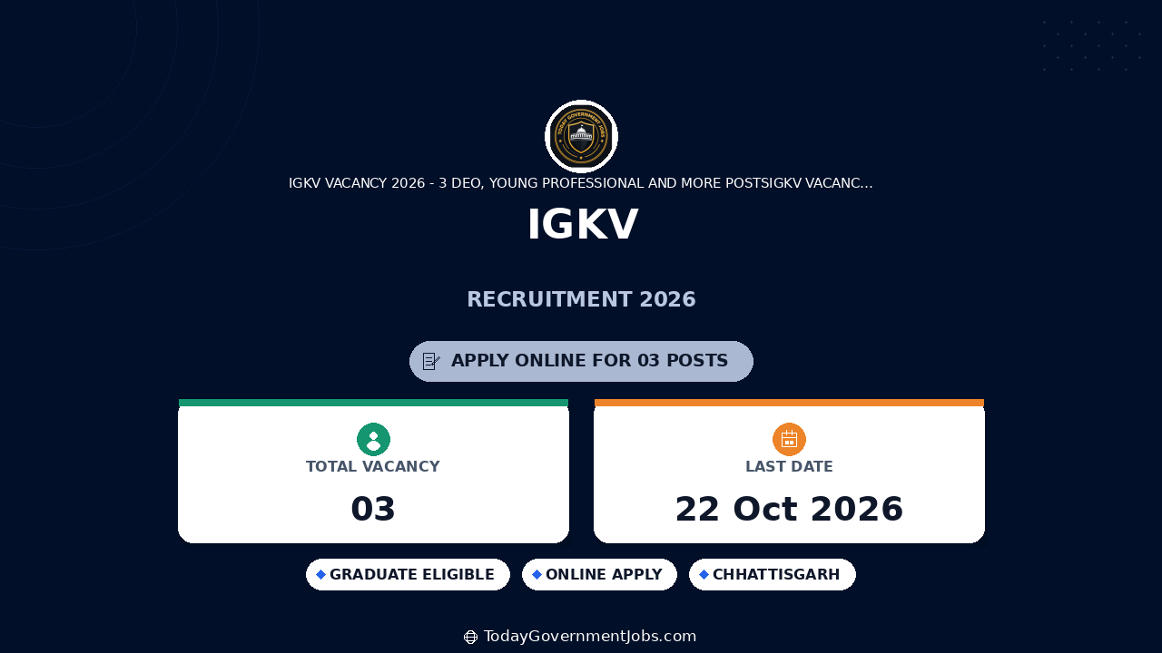 IGKV Recruitment 2026: Apply for 3 Posts