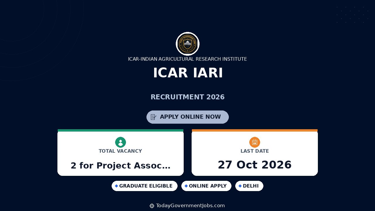 ICAR IARI Recruitment 2026: Project Associate I, Field Worker