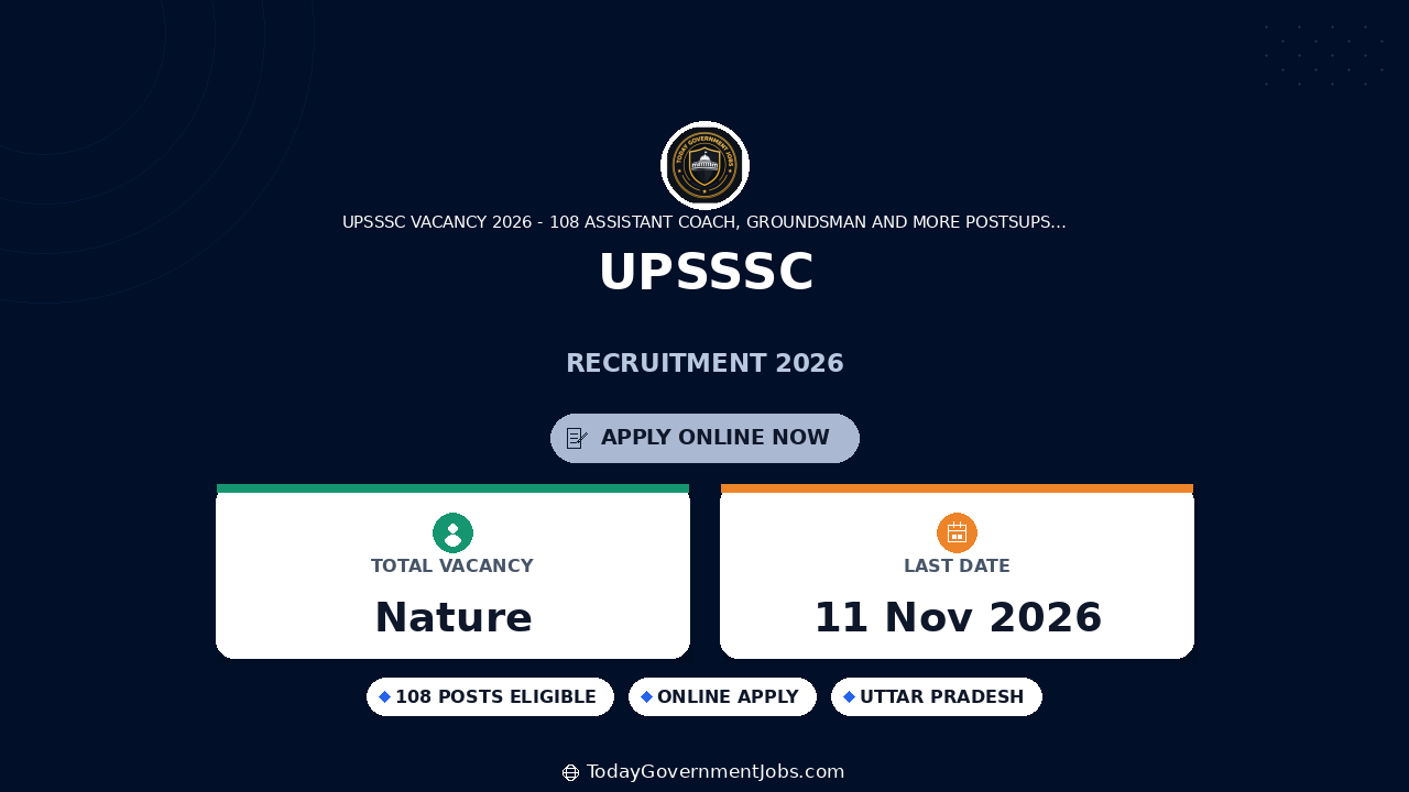 UPSSSC Recruitment 2026: 108 Posts Apply Online