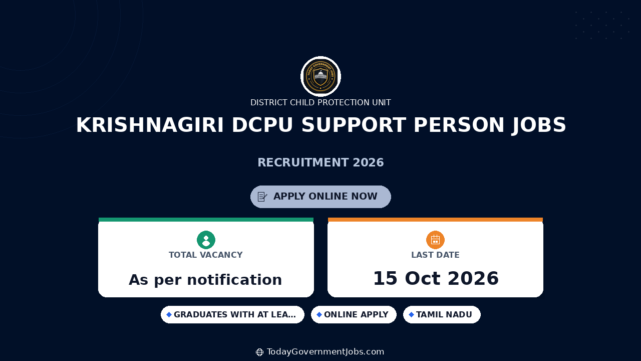 Krishnagiri DCPU Support Person Jobs 2026