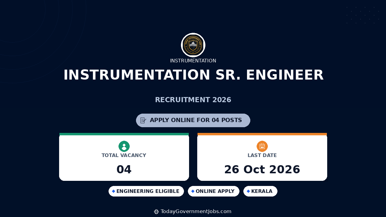 Instrumentation Sr. Engineer Recruitment 2026: Apply Offline