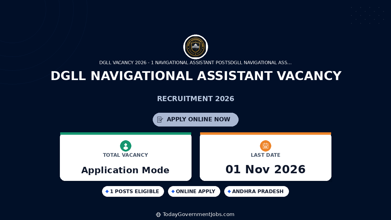 DGLL Navigational Assistant Vacancy 2026: Apply Offline