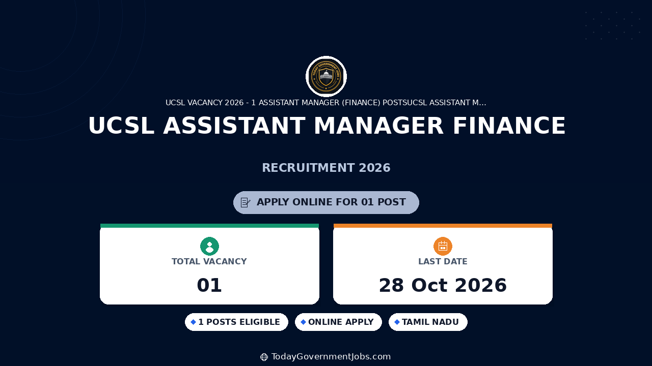 UCSL Assistant Manager Finance Recruitment 2026: Apply Online