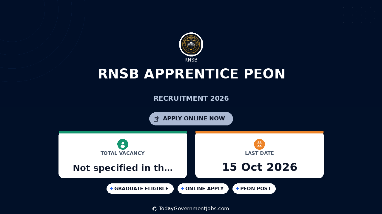 RNSB Apprentice Peon Recruitment 2026