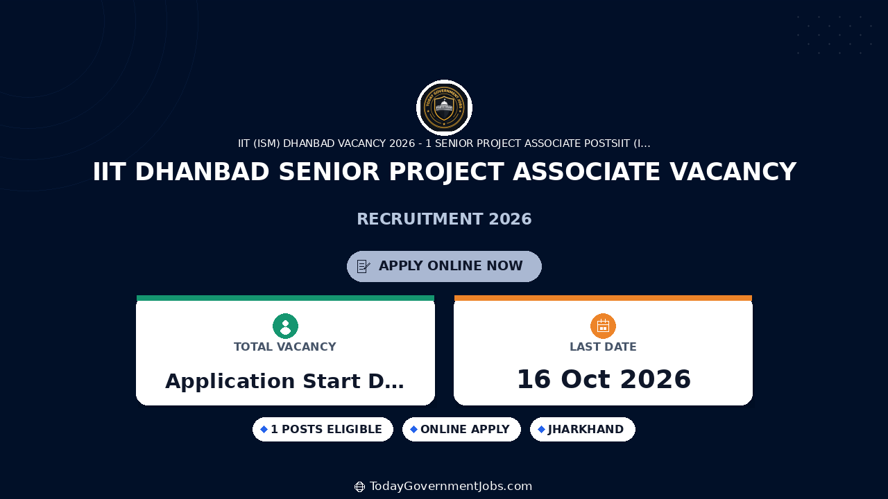 IIT Dhanbad Senior Project Associate Vacancy 2026