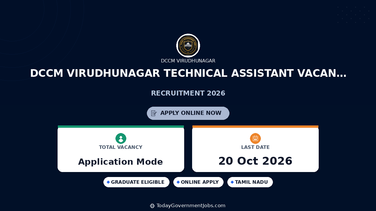 DCCM Virudhunagar Technical Assistant Vacancy 2026