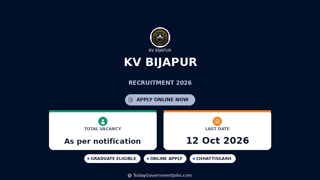 KV Bijapur Recruitment 2026: PGT, TGT, PRT Walk-in