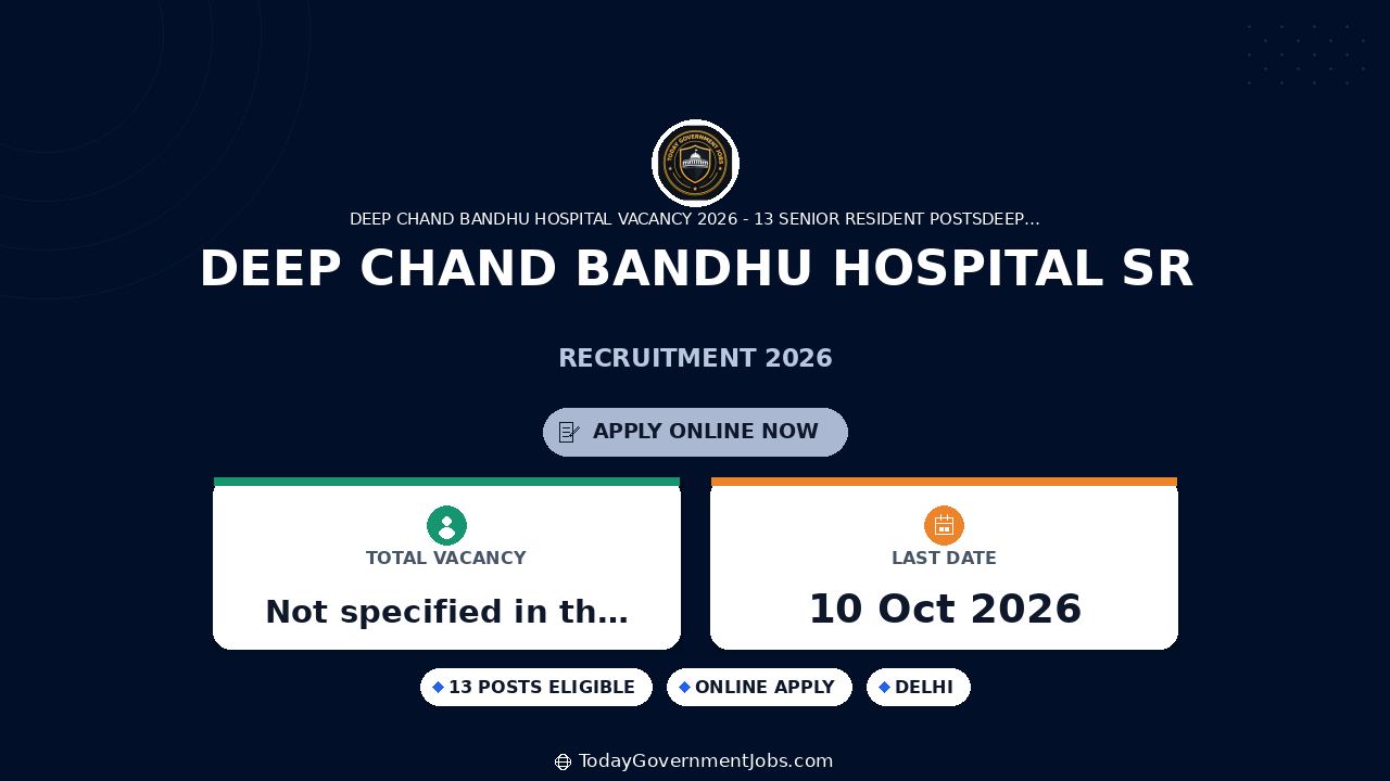 Deep Chand Bandhu Hospital SR Recruitment 2026