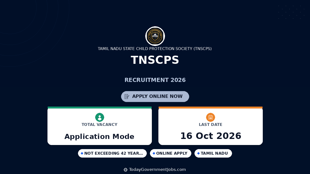TNSCPS Recruitment 2026: Apply for 9 Posts