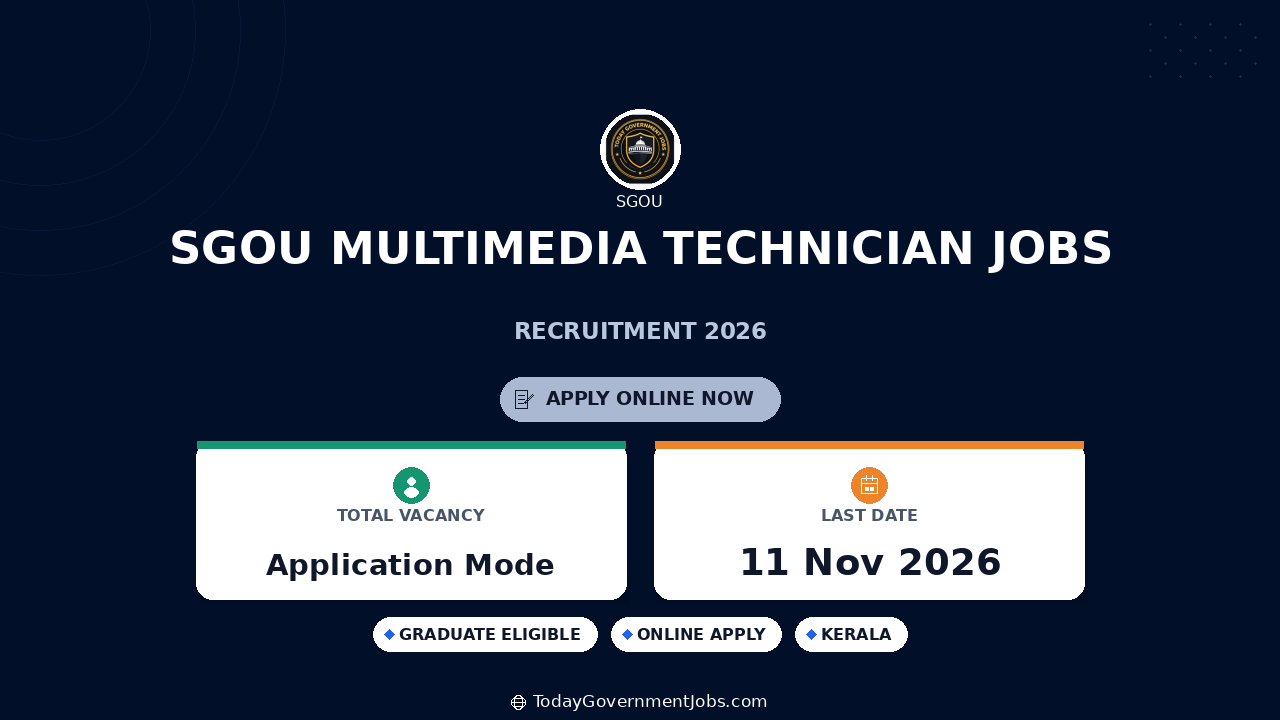 SGOU Multimedia Technician Jobs 2026: Apply Online