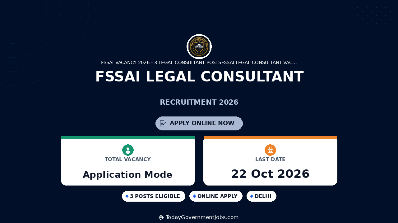FSSAI Legal Consultant Recruitment 2026
