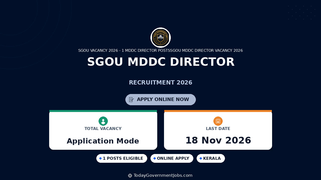 SGOU MDDC Director Recruitment 2026: Apply Online