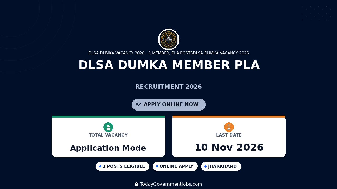DLSA Dumka Member PLA Recruitment 2026: Apply Offline