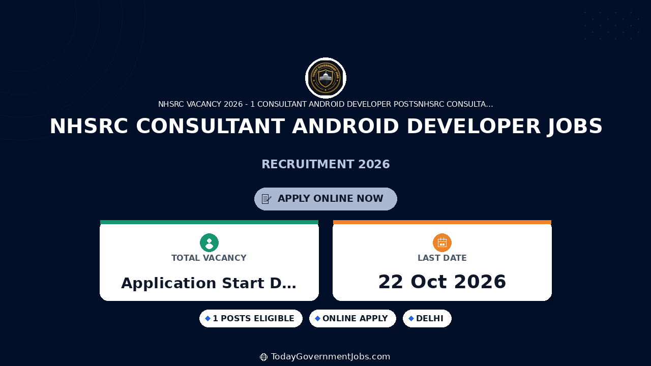NHSRC Consultant Android Developer Jobs 2026