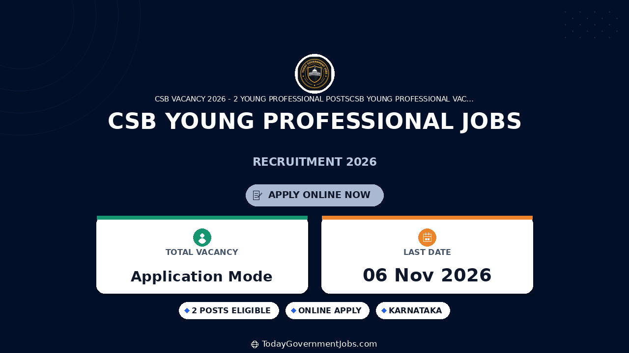 CSB Young Professional Jobs 2026: Apply by Nov