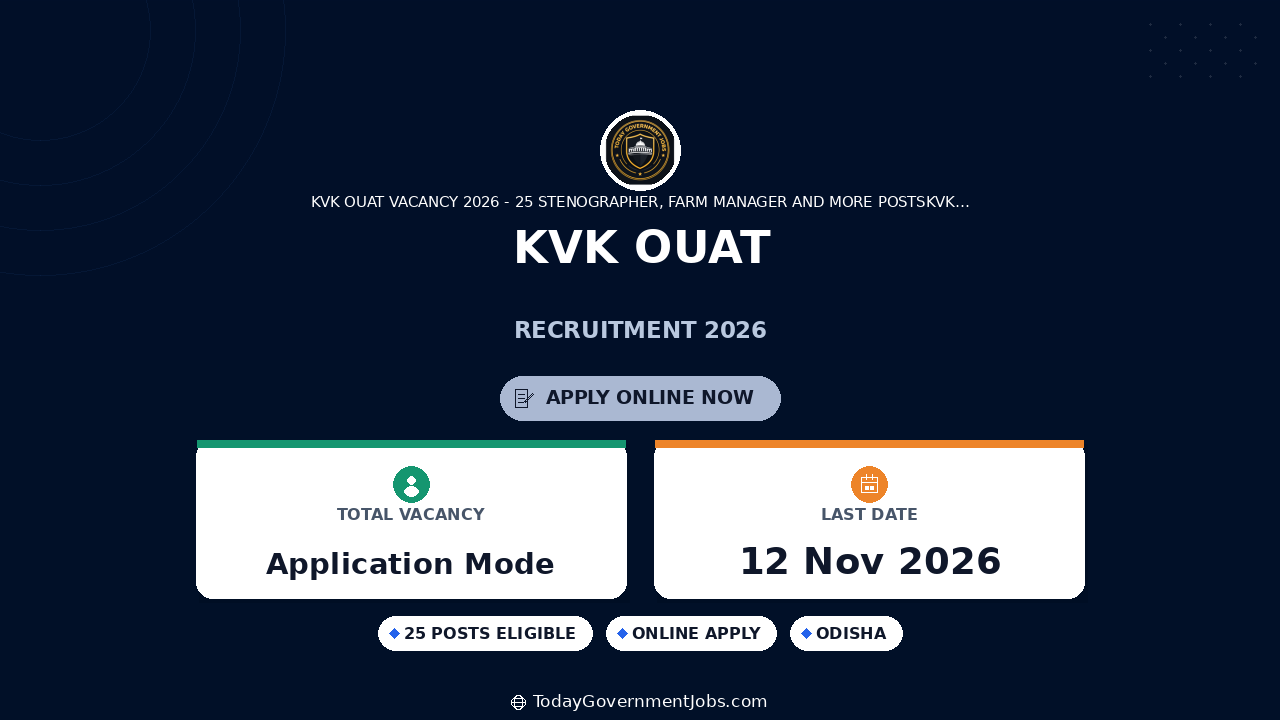 KVK OUAT Recruitment 2026: Apply for 25 Posts