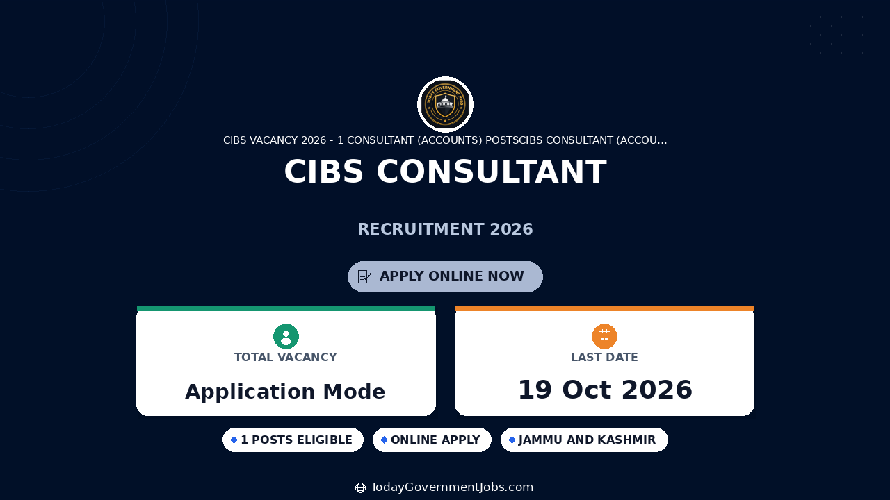 CIBS Consultant Recruitment 2026: Walk-in Oct