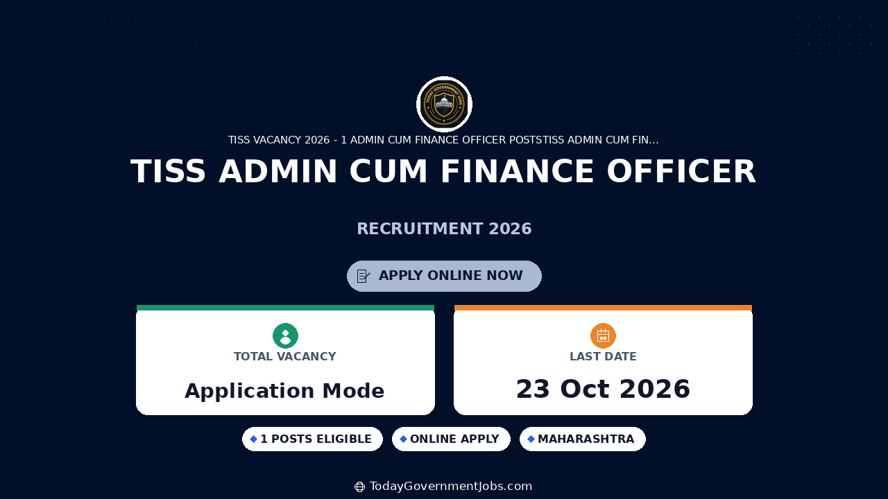 TISS Admin cum Finance Officer Recruitment 2026