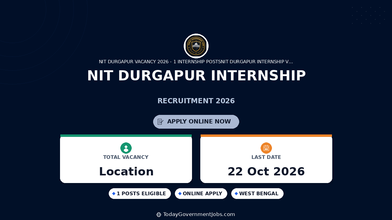 NIT Durgapur Internship 2026: Apply for 1 Post
